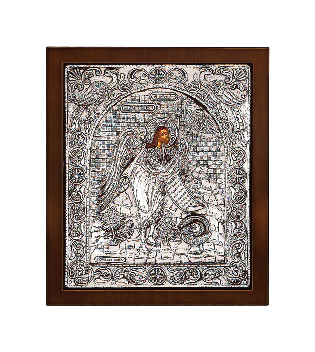 Saint John the Baptist (The Forerunner) - Full-Length Byzantine Icon with Sterling Silver Leaf