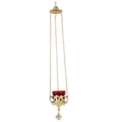 Small Brass Church Vigil Lamp (Kandili) in Gold Finish – 8 cm