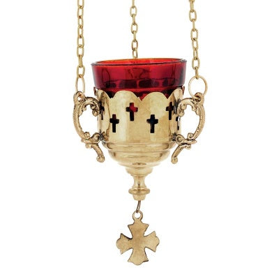 Small Brass Church Vigil Lamp (Kandili) in Gold Finish – 8 cm