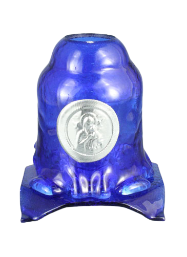 Handmade Hand-Blown Glass Home Vigil Lamp (Kandili) with Icon of the Virgin Mary – 14 x 12 cm (Available in 9 Colors)