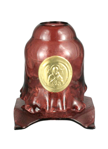 Handmade Hand-Blown Glass Home Vigil Lamp (Kandili) with Icon of the Virgin Mary – 14 x 12 cm (Available in 9 Colors)