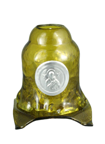 Handmade Hand-Blown Glass Home Vigil Lamp (Kandili) with Icon of the Virgin Mary – 14 x 12 cm (Available in 9 Colors)