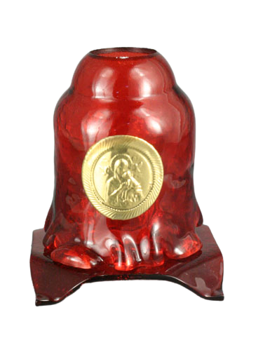 Handmade Hand-Blown Glass Home Vigil Lamp (Kandili) with Icon of the Virgin Mary – 14 x 12 cm (Available in 9 Colors)