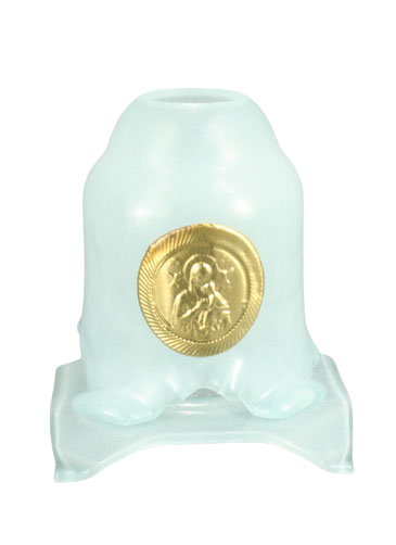 Handmade Hand-Blown Glass Home Vigil Lamp (Kandili) with Icon of the Virgin Mary – 14 x 12 cm (Available in 9 Colors)