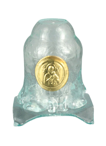 Handmade Hand-Blown Glass Home Vigil Lamp (Kandili) with Icon of the Virgin Mary – 14 x 12 cm (Available in 9 Colors)