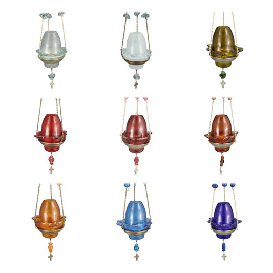 Handmade Hand-Blown Glass Hanging Vigil Lamp (Kandili) with Detachable Lid – 13 x 10 cm (Available in 9 Colors)